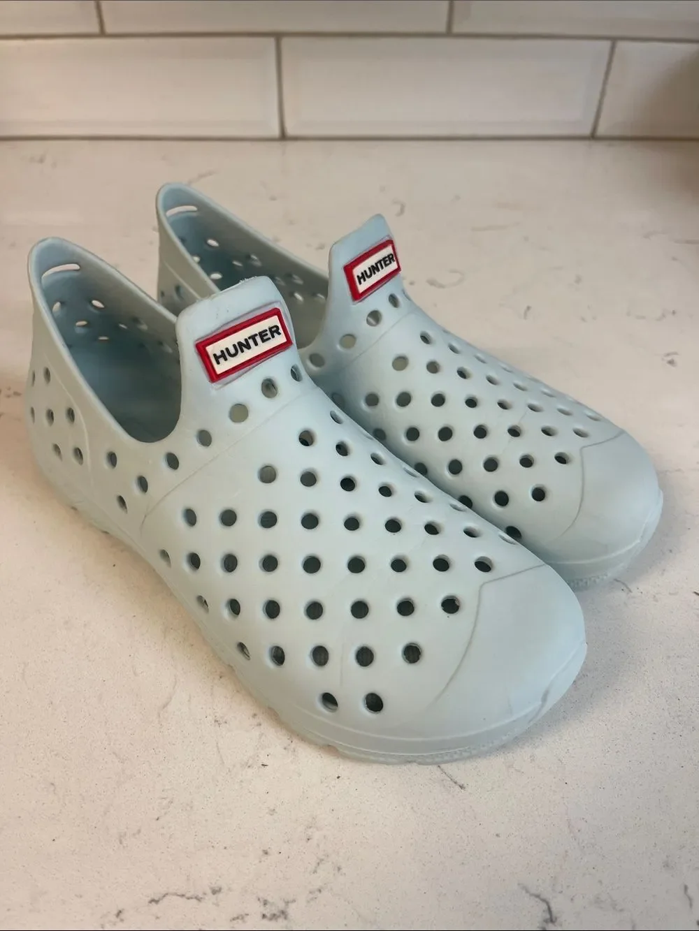Hunter Original Kid's Lightweight Outdoor Shoes In Blue Size 13 Missing Lining